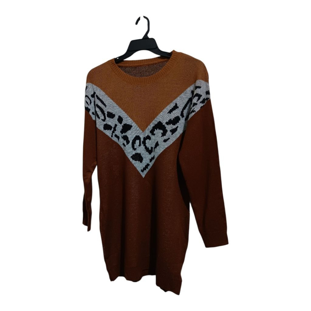 Cupshe Leopard Print Colorblock Mini Sweater Dress - Picture 6 of 11